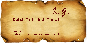 Kohári Gyöngyi névjegykártya